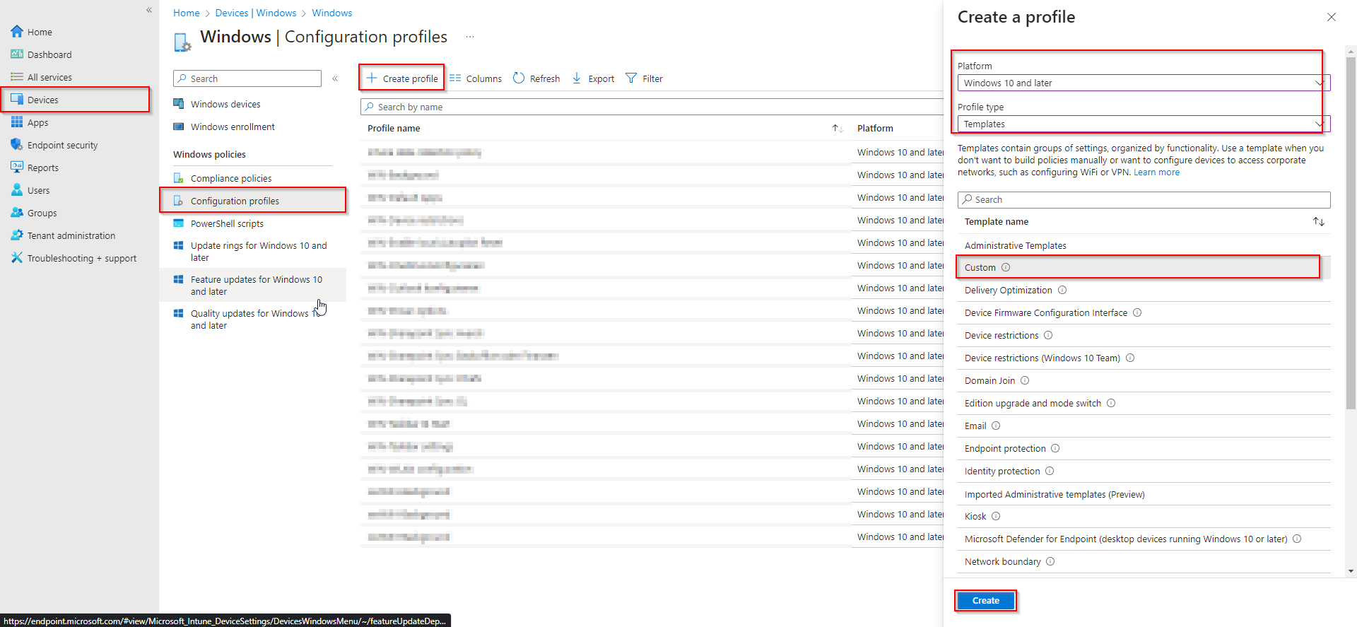 Creating a custom configuration profile in Intune